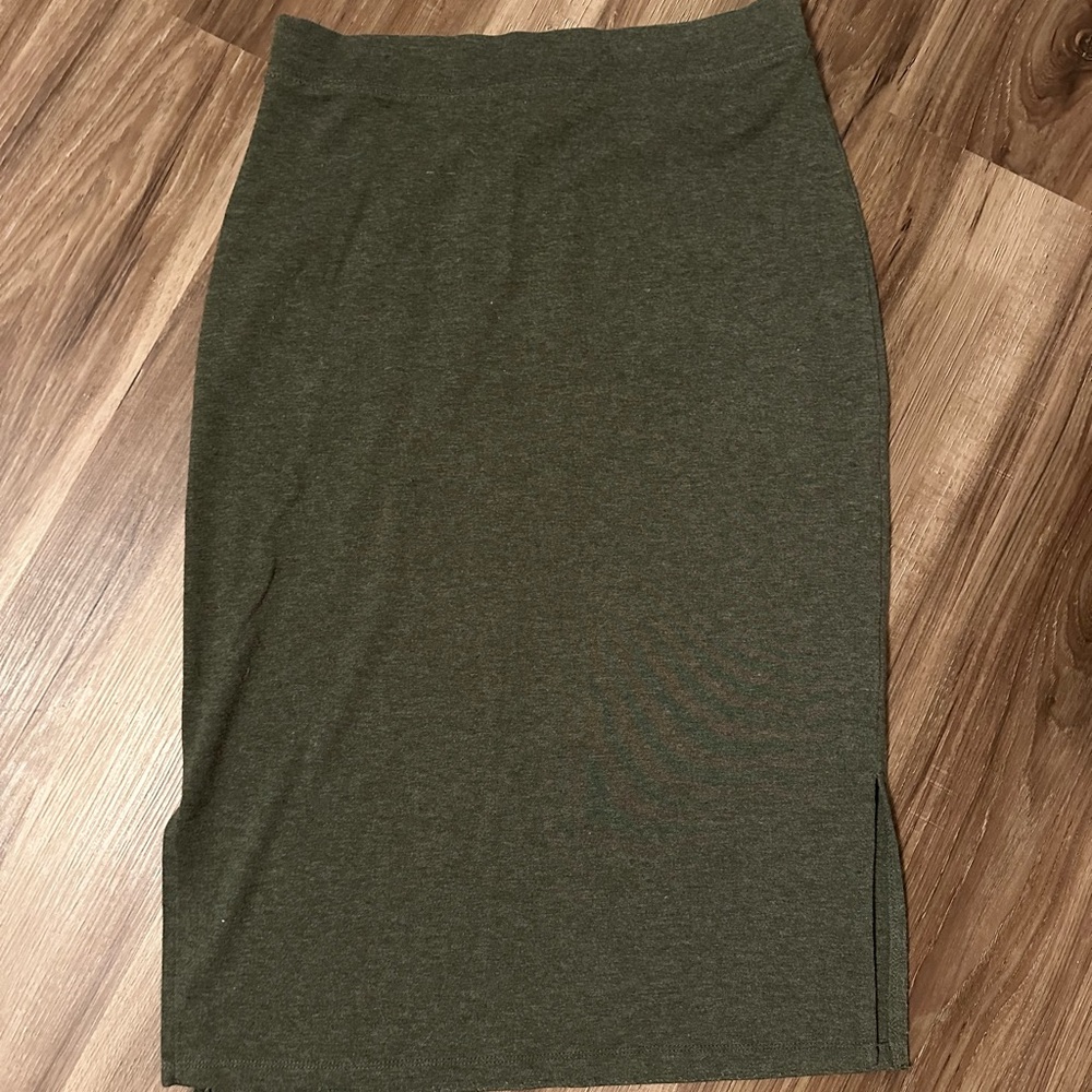 Anthropologie Midi Skirt Olive Green